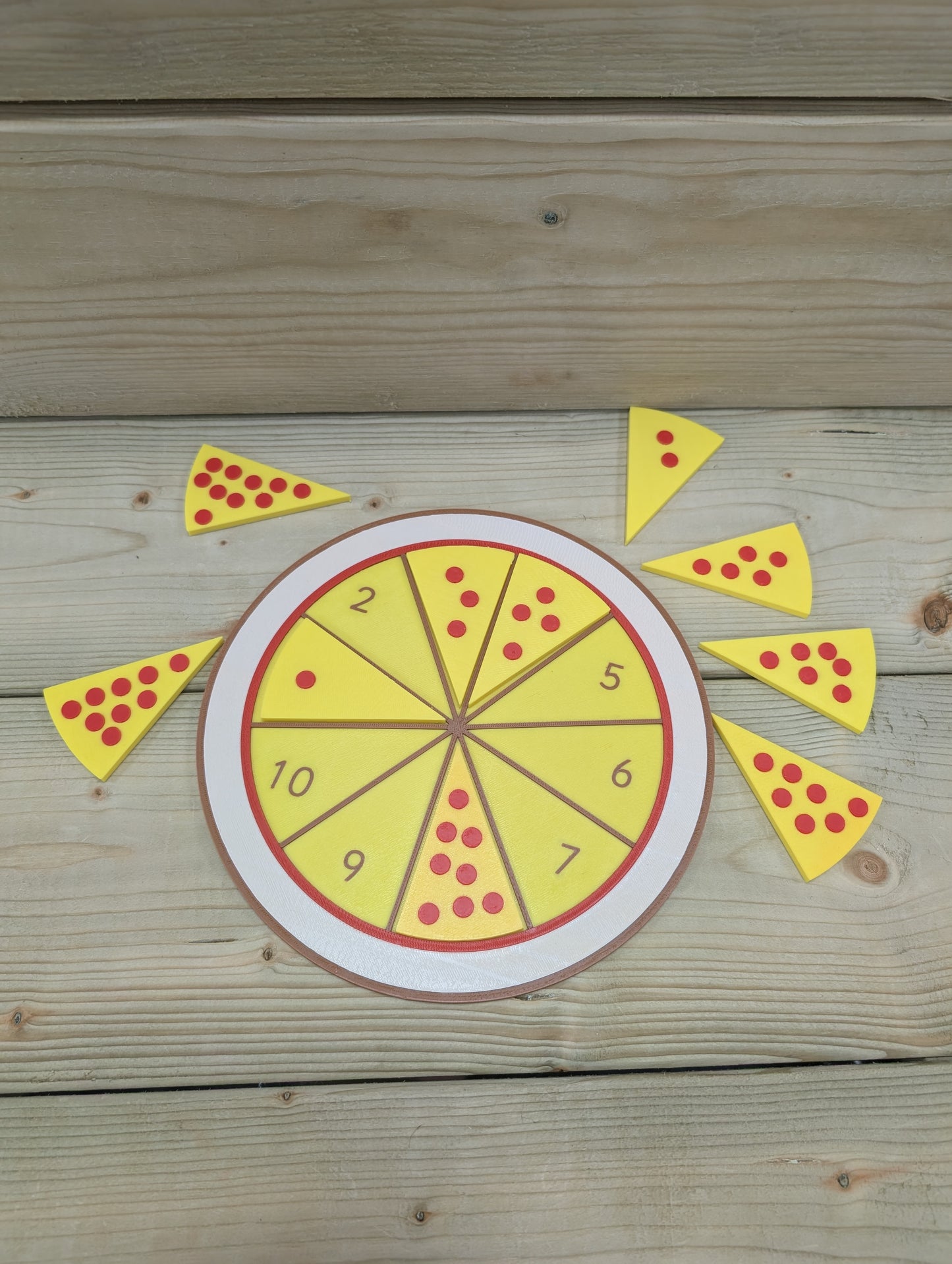 Pizza with slices 1 to 10