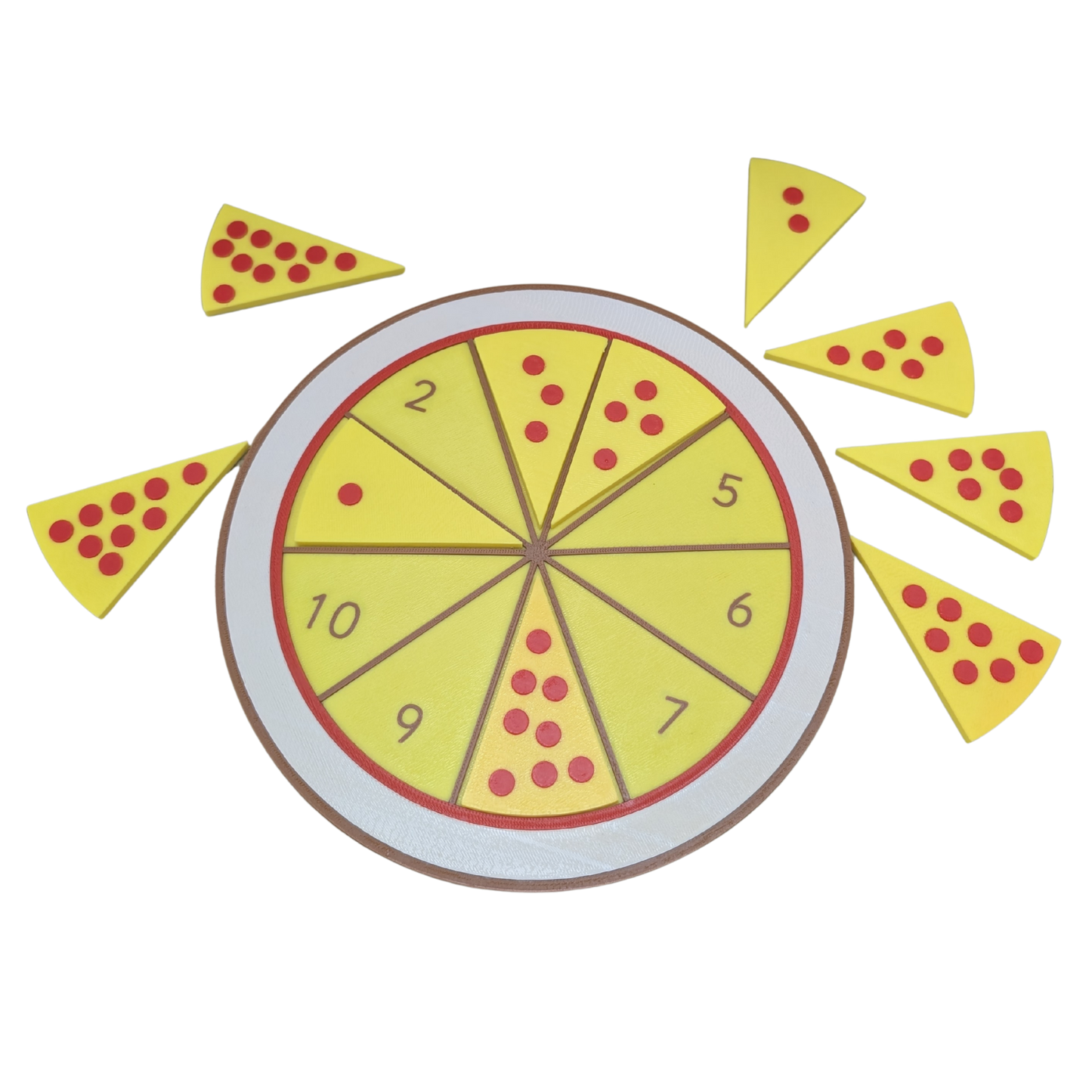 Pizza with slices 1 to 10