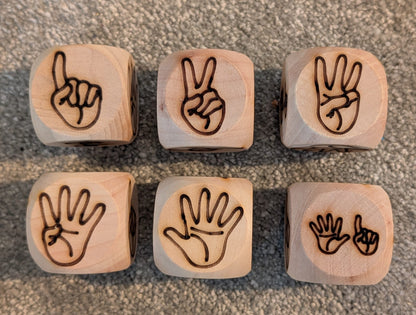 Wooden Dice - Counting Fingers 1 to 6 image